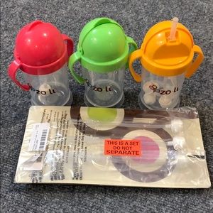 Lot of 3 ZoLi BOT XL Straw Sippy Cup w. 6 Straws